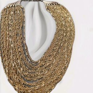 Coro Pegasus Multi Strand Gold Tone Statement Necklace 17"